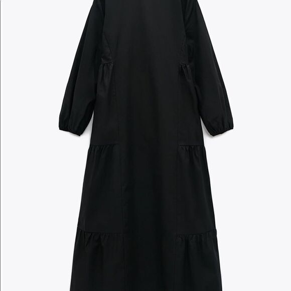 VOLUMINOUS POPLIN DRESS ZARA BLACK - Picture 4 of 6